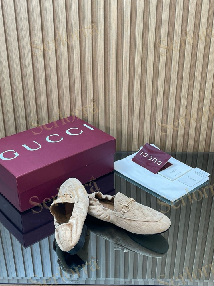 GUCCI GG JACQUARD SUEDE HORSEBIT LOAFERS
