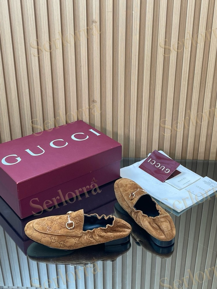 GUCCI GG JACQUARD SUEDE HORSEBIT LOAFERS