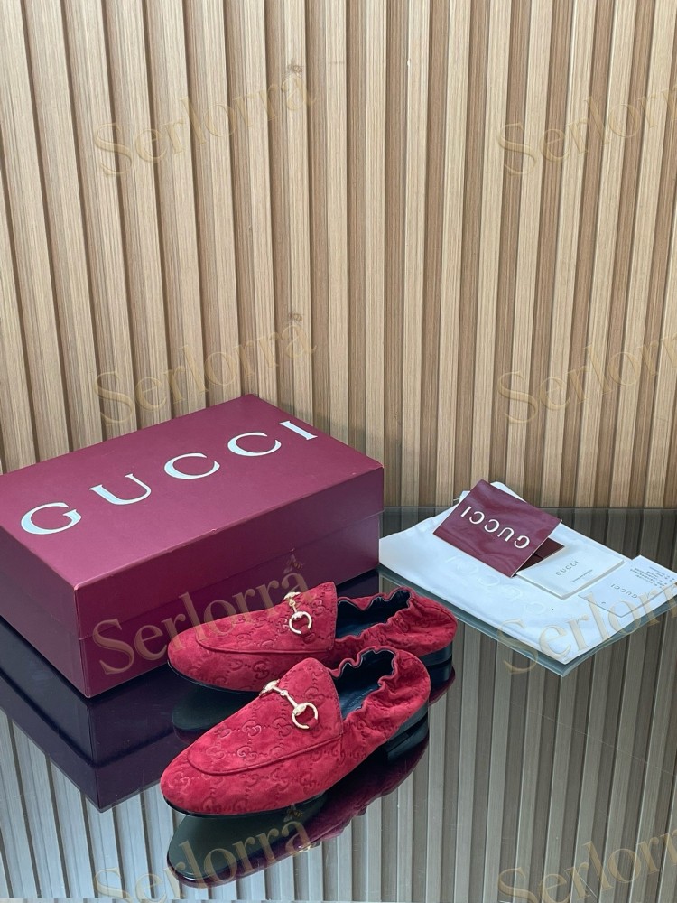 GUCCI GG JACQUARD SUEDE HORSEBIT LOAFERS