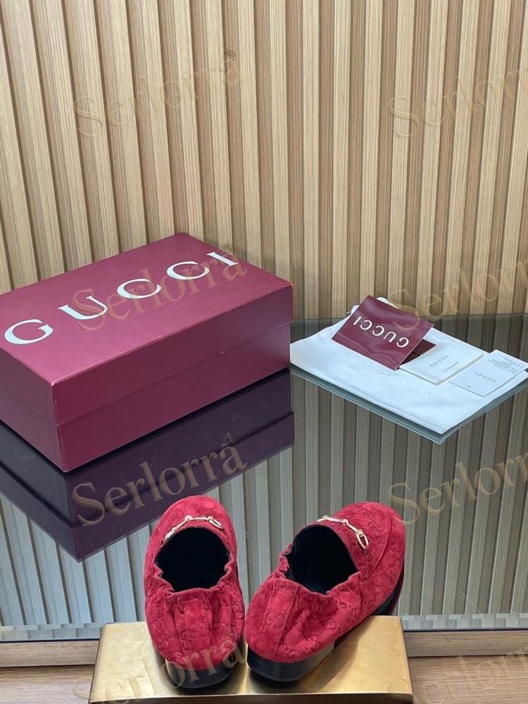 GUCCI GG JACQUARD SUEDE HORSEBIT LOAFERS