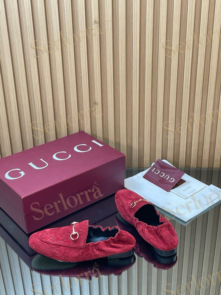 GUCCI GG JACQUARD SUEDE HORSEBIT LOAFERS
