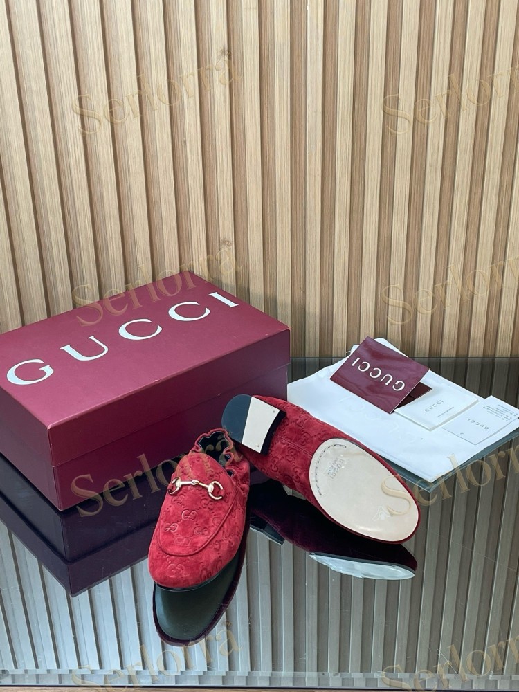 GUCCI GG JACQUARD SUEDE HORSEBIT LOAFERS