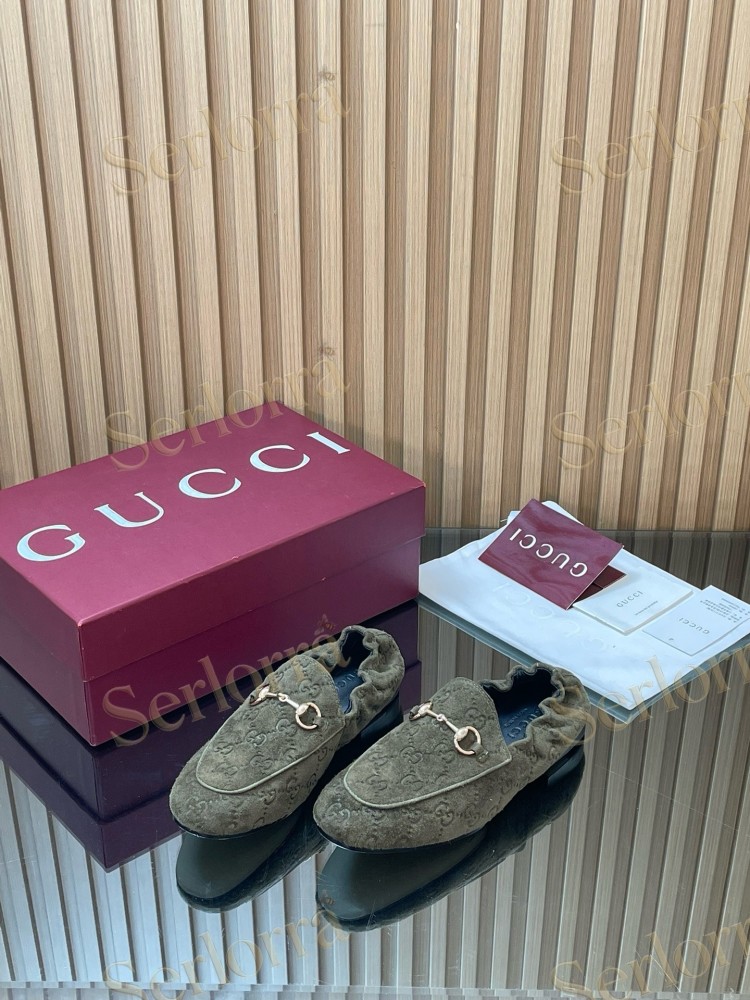 GUCCI GG JACQUARD SUEDE HORSEBIT LOAFERS