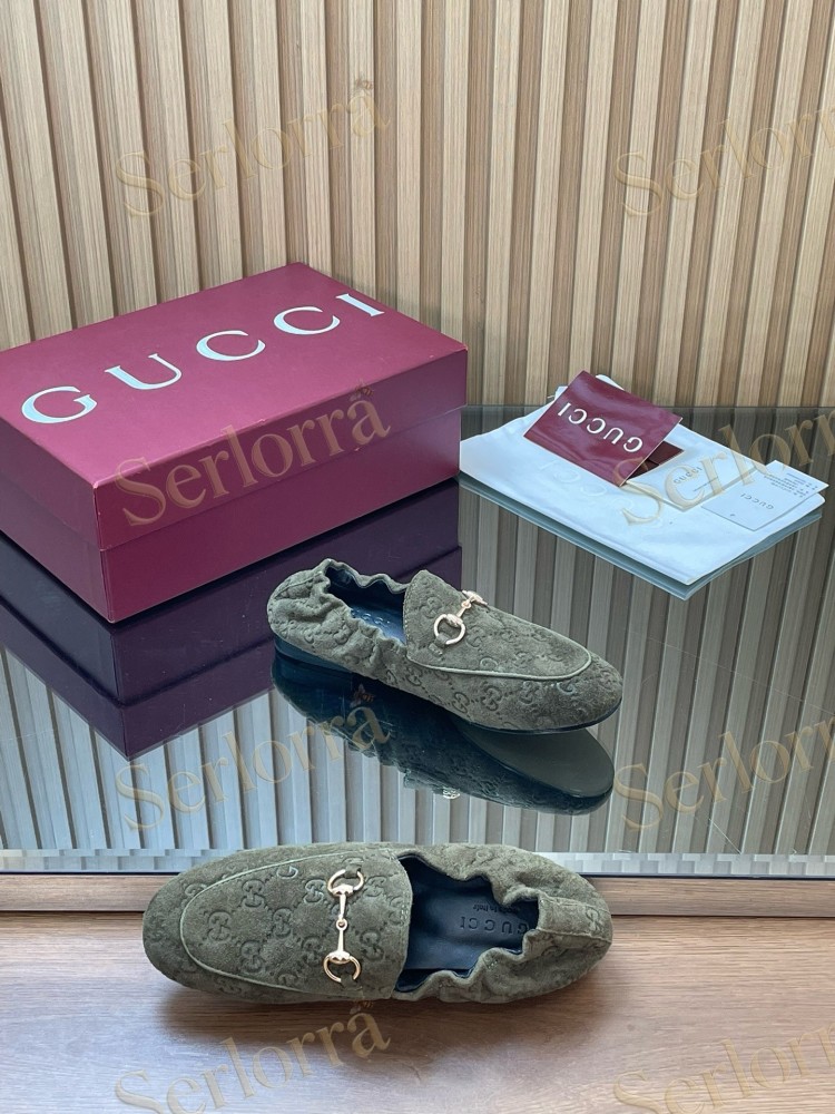 GUCCI GG JACQUARD SUEDE HORSEBIT LOAFERS