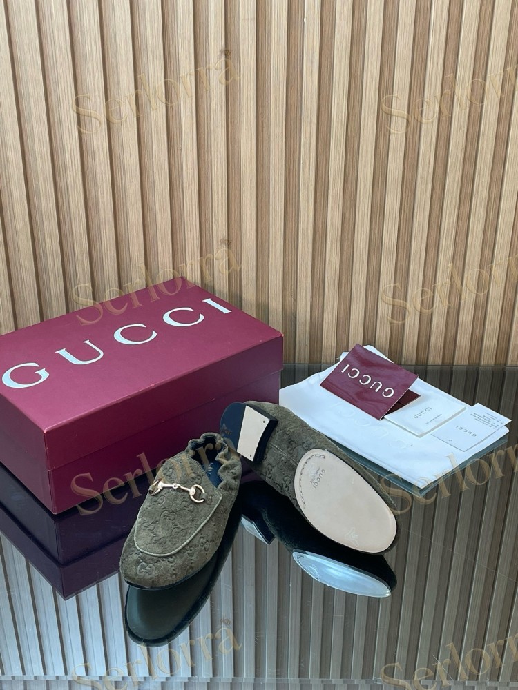GUCCI GG JACQUARD SUEDE HORSEBIT LOAFERS