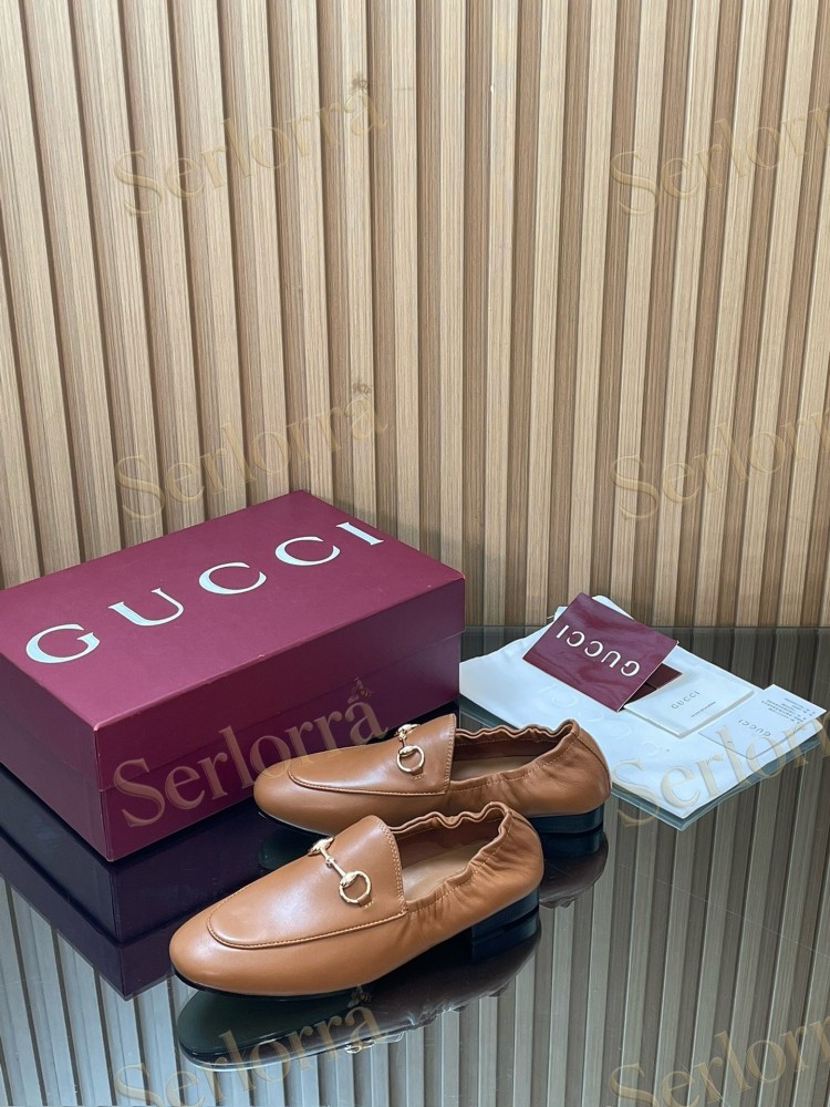 GUCCI INTERLOCKING G RUCHED LEATHER LOAFERS