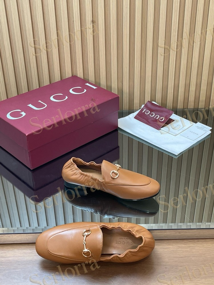 GUCCI INTERLOCKING G RUCHED LEATHER LOAFERS