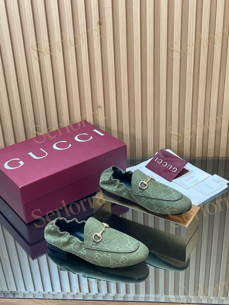 GUCCI GG JACQUARD SUEDE HORSEBIT LOAFERS