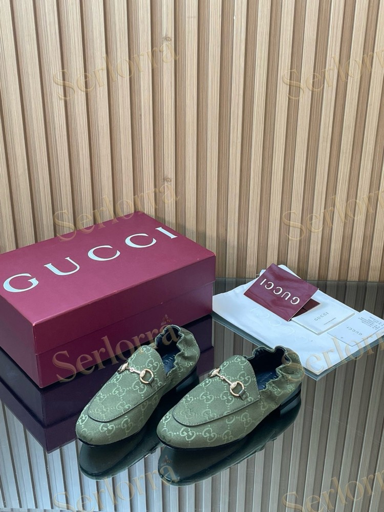 GUCCI GG JACQUARD SUEDE HORSEBIT LOAFERS