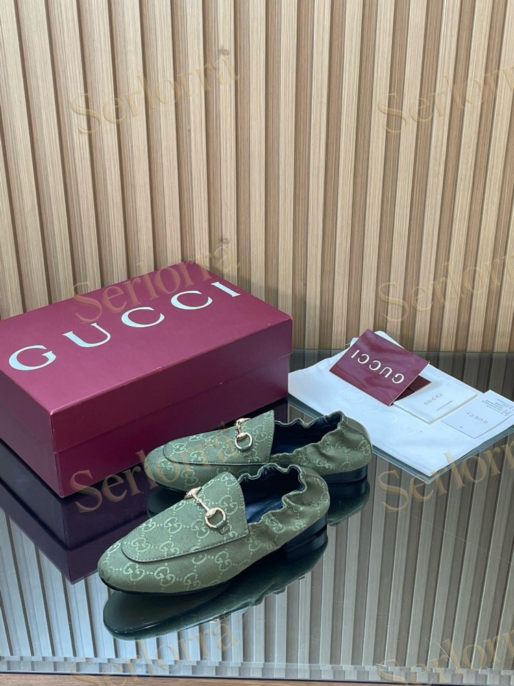 GUCCI GG JACQUARD SUEDE HORSEBIT LOAFERS