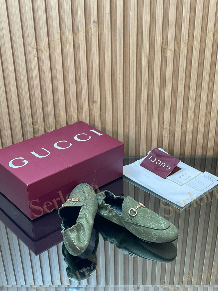 GUCCI GG JACQUARD SUEDE HORSEBIT LOAFERS