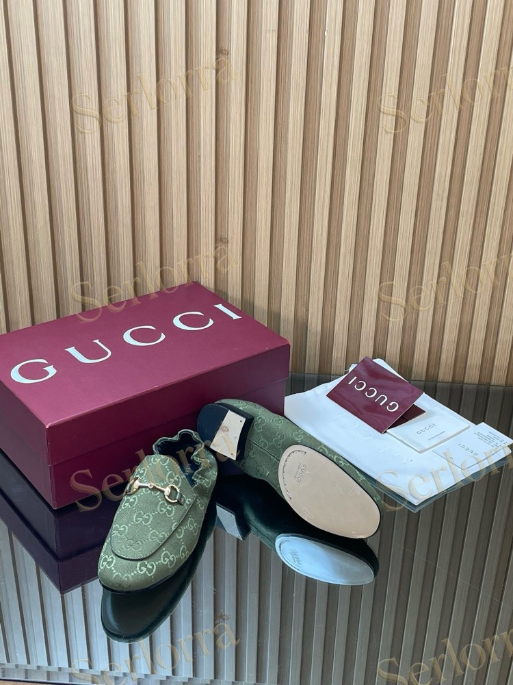 GUCCI GG JACQUARD SUEDE HORSEBIT LOAFERS