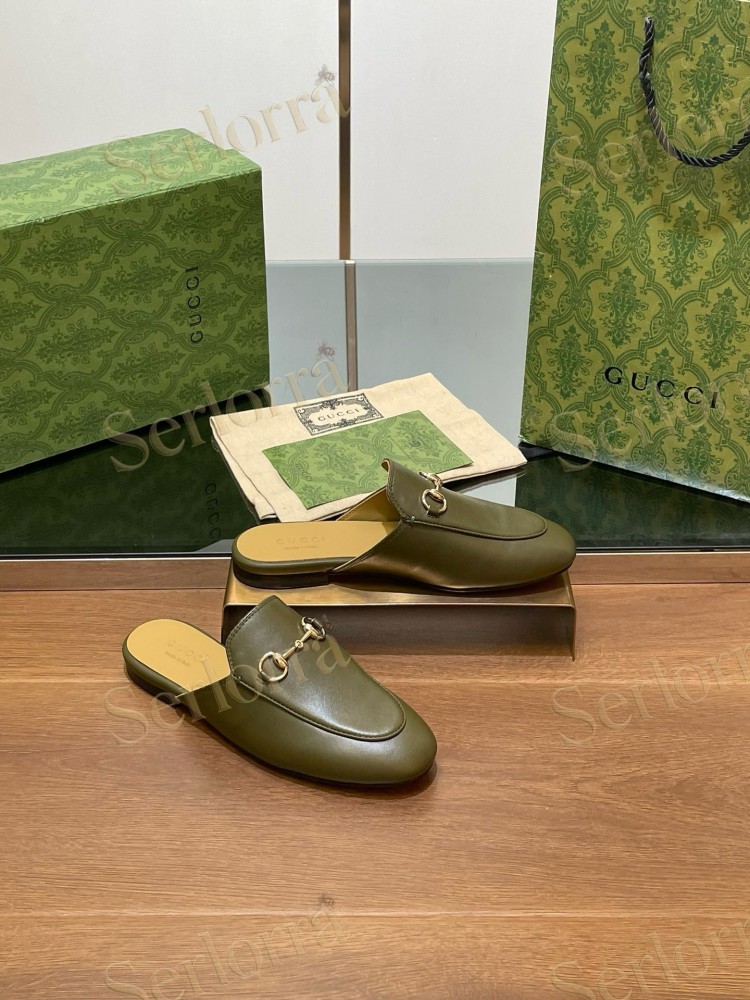 GUCCI HORSEBIT LEATHER MULE SLIPPERS