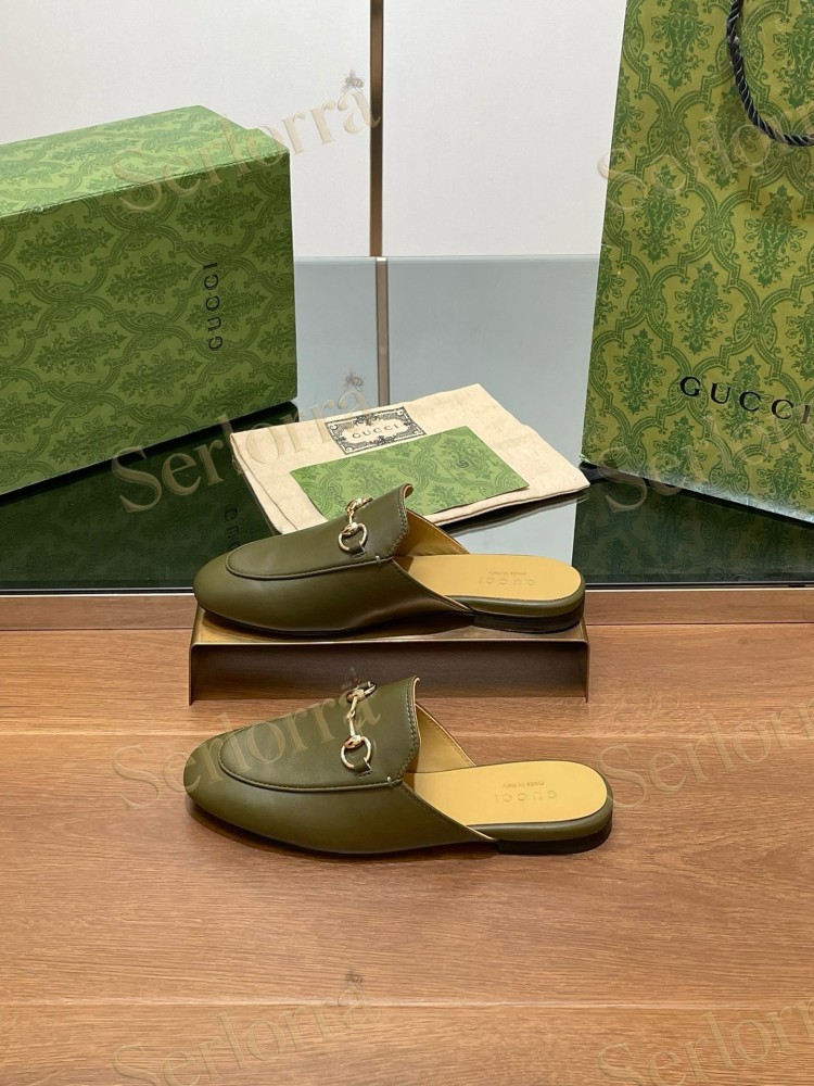 GUCCI HORSEBIT LEATHER MULE SLIPPERS