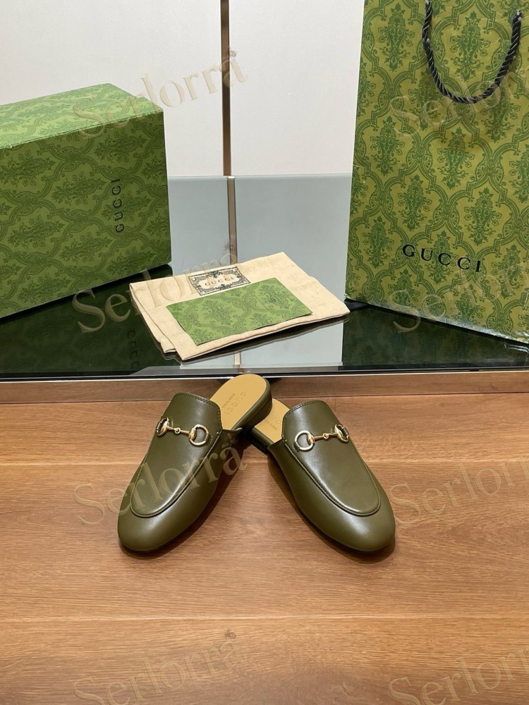 GUCCI HORSEBIT LEATHER MULE SLIPPERS