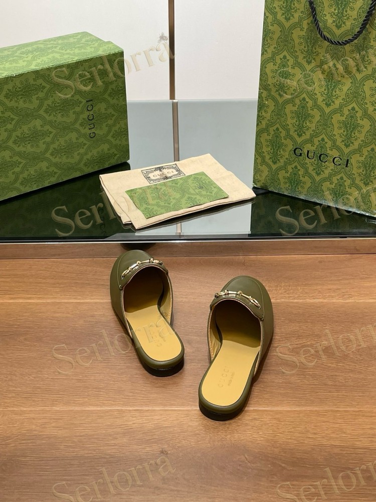 GUCCI HORSEBIT LEATHER MULE SLIPPERS