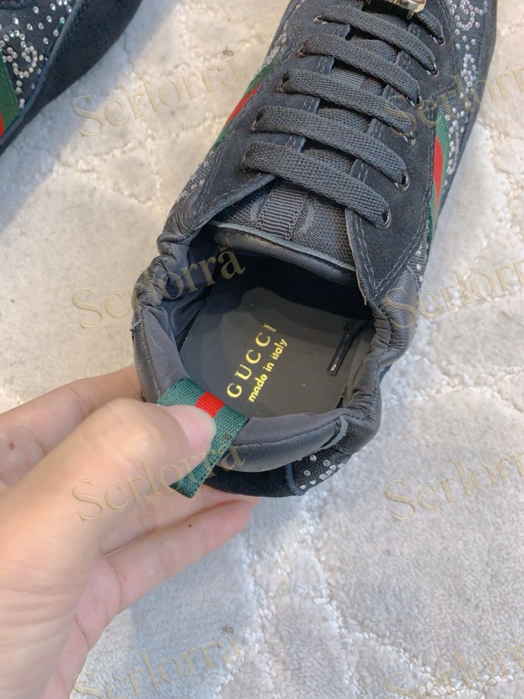GUCCI CRYSTAL GG INTERLOCKING G WEB STRIPE LOW TOP SNEAKERS
