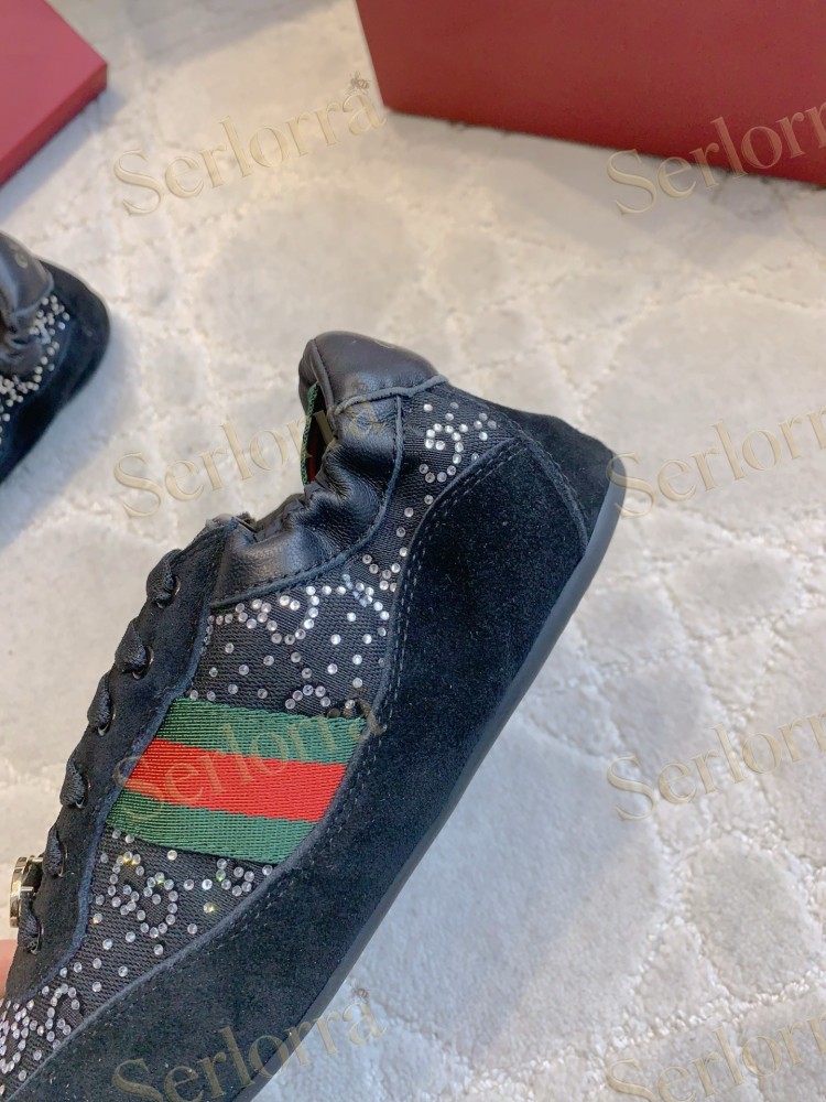 GUCCI CRYSTAL GG INTERLOCKING G WEB STRIPE LOW TOP SNEAKERS