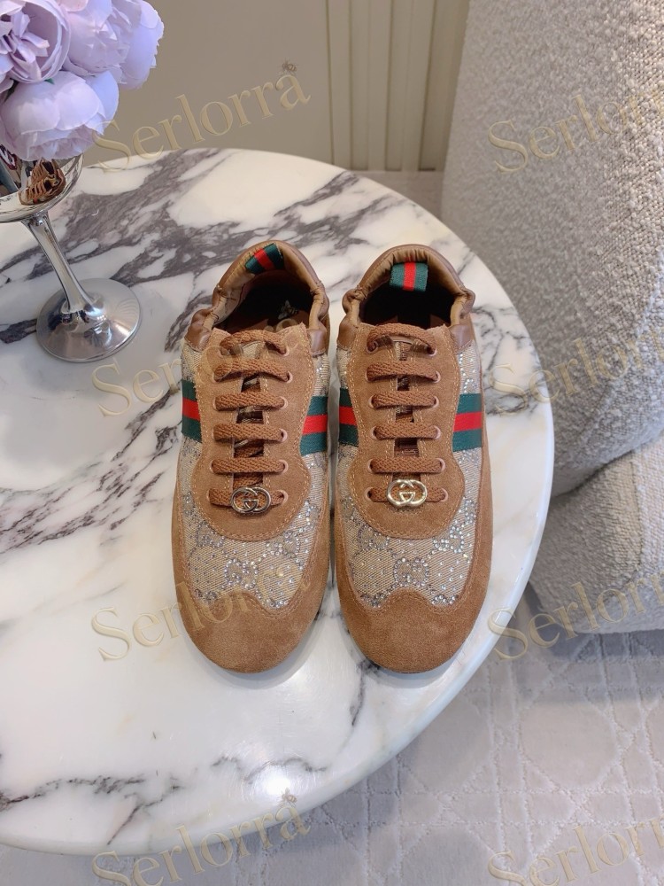 GUCCI CRYSTAL GG INTERLOCKING G WEB STRIPE LOW TOP SNEAKERS