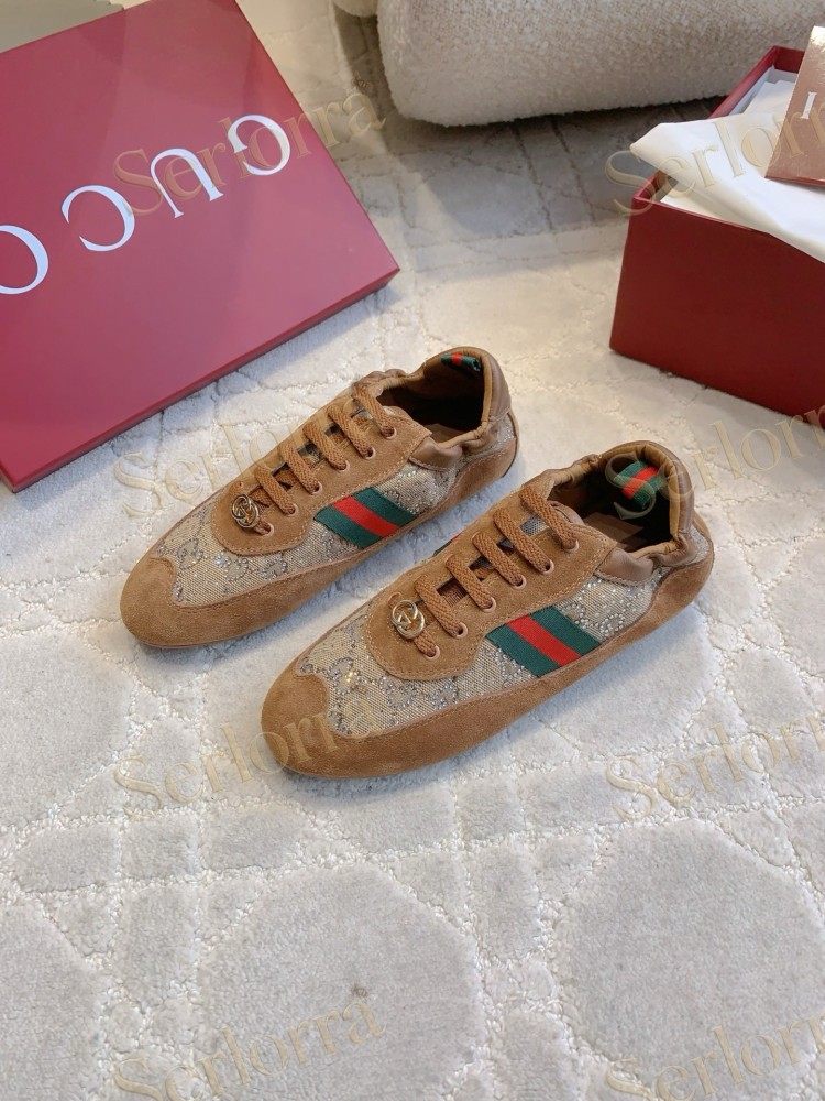 GUCCI CRYSTAL GG INTERLOCKING G WEB STRIPE LOW TOP SNEAKERS