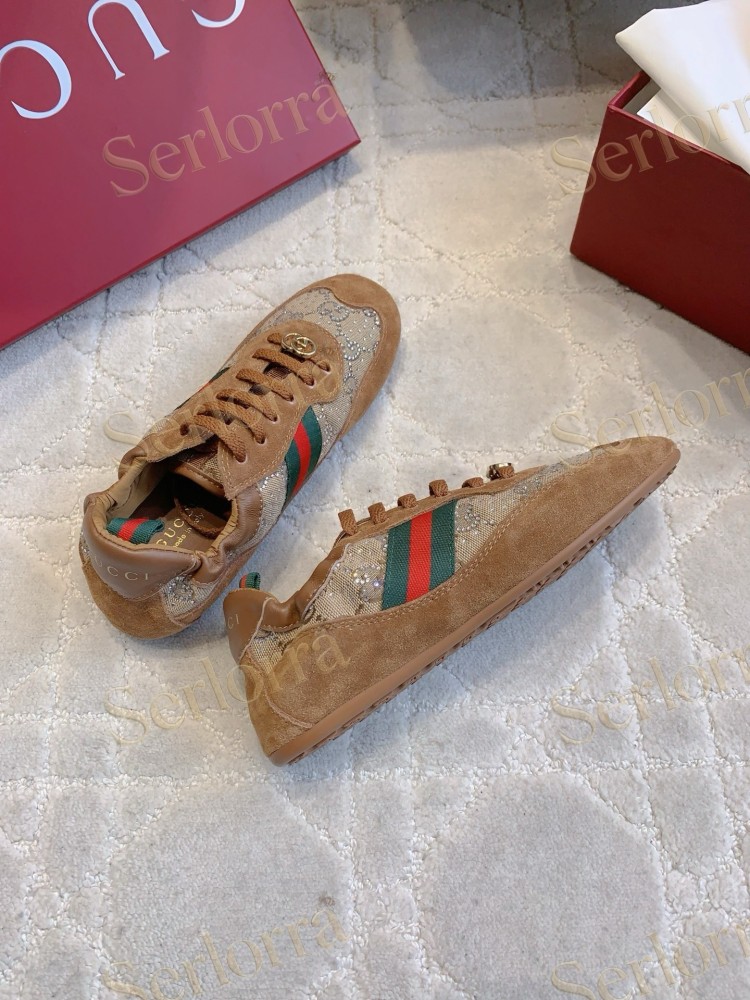 GUCCI CRYSTAL GG INTERLOCKING G WEB STRIPE LOW TOP SNEAKERS