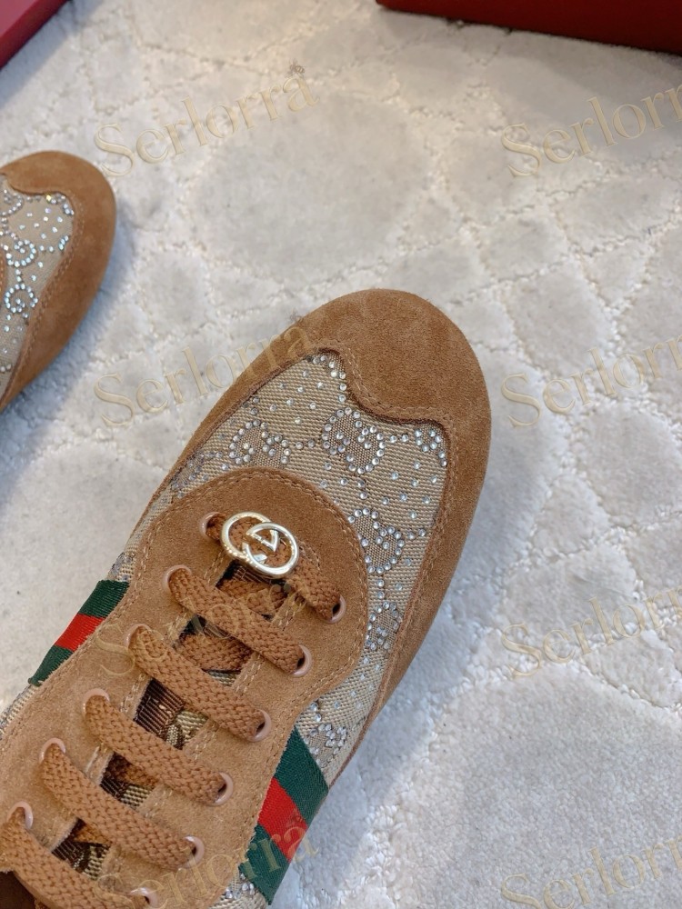 GUCCI CRYSTAL GG INTERLOCKING G WEB STRIPE LOW TOP SNEAKERS