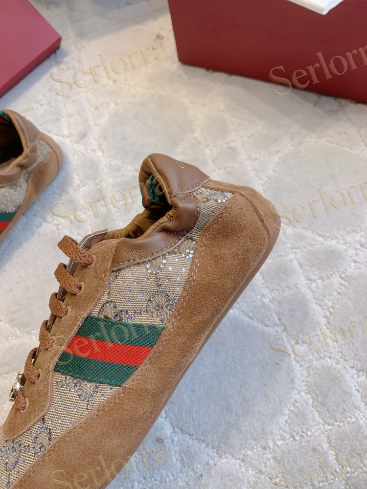 GUCCI CRYSTAL GG INTERLOCKING G WEB STRIPE LOW TOP SNEAKERS