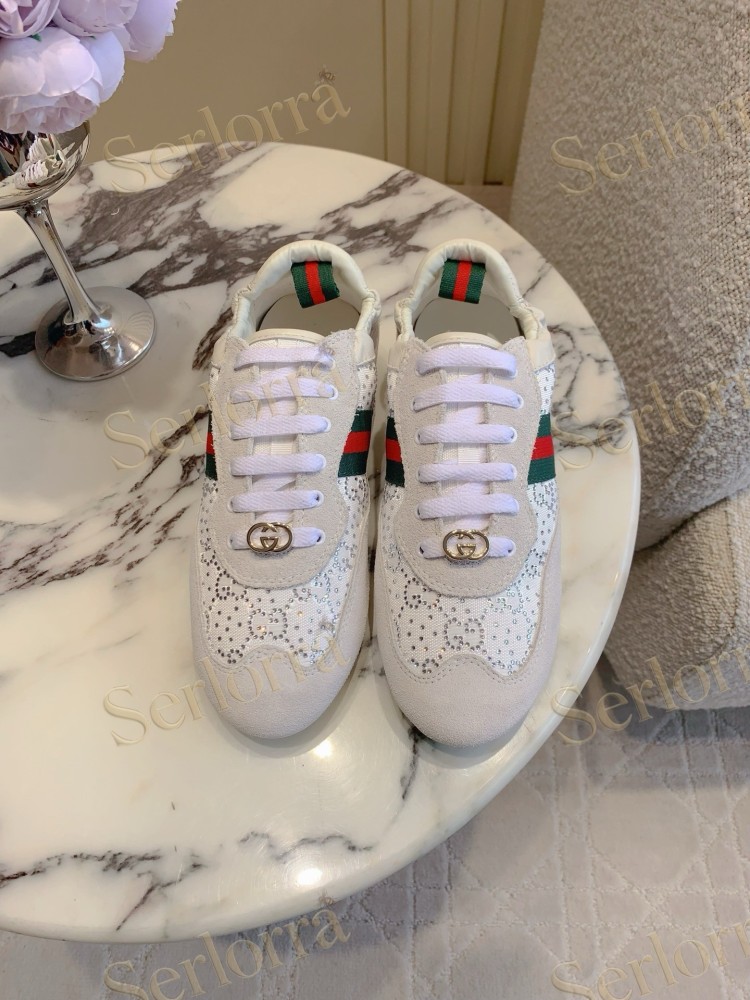 GUCCI CRYSTAL GG INTERLOCKING G WEB STRIPE LOW TOP SNEAKERS