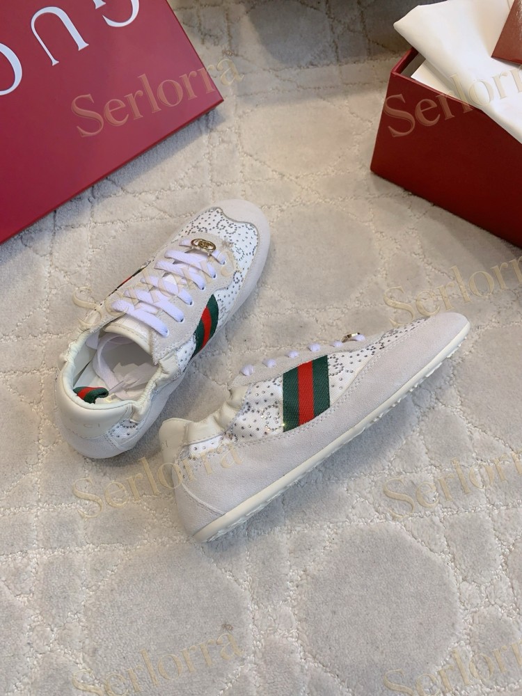 GUCCI CRYSTAL GG INTERLOCKING G WEB STRIPE LOW TOP SNEAKERS