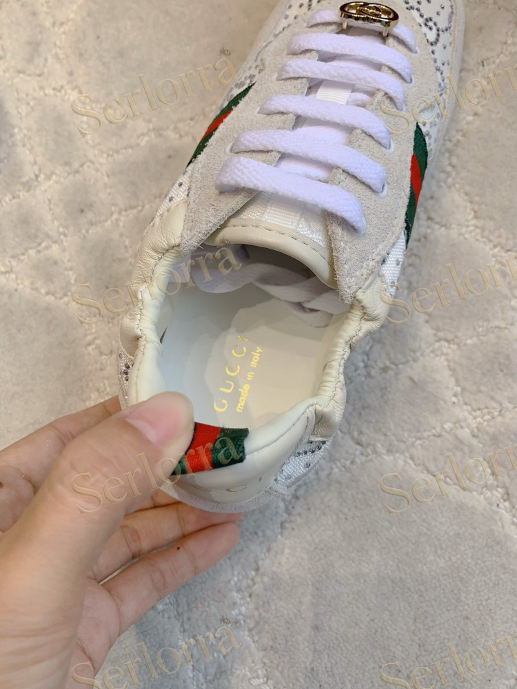GUCCI CRYSTAL GG INTERLOCKING G WEB STRIPE LOW TOP SNEAKERS