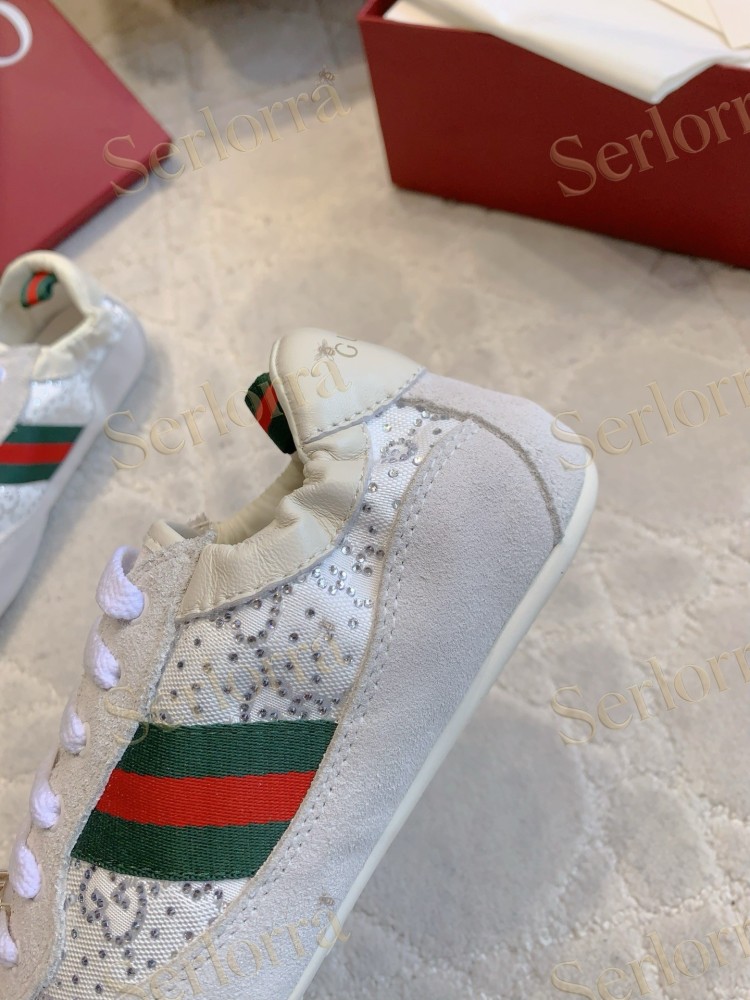 GUCCI CRYSTAL GG INTERLOCKING G WEB STRIPE LOW TOP SNEAKERS