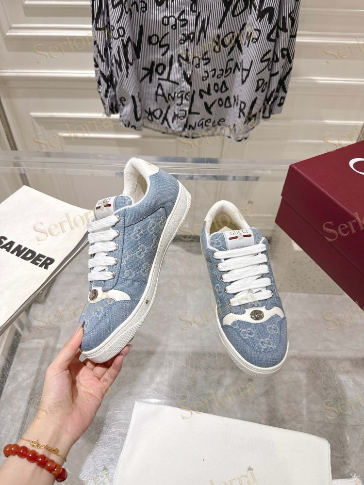 GUCCI GG JACQUARD WEB STRIPE LOW TOP SNEAKERS