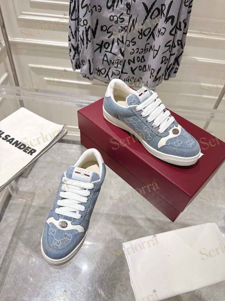 GUCCI GG JACQUARD WEB STRIPE LOW TOP SNEAKERS
