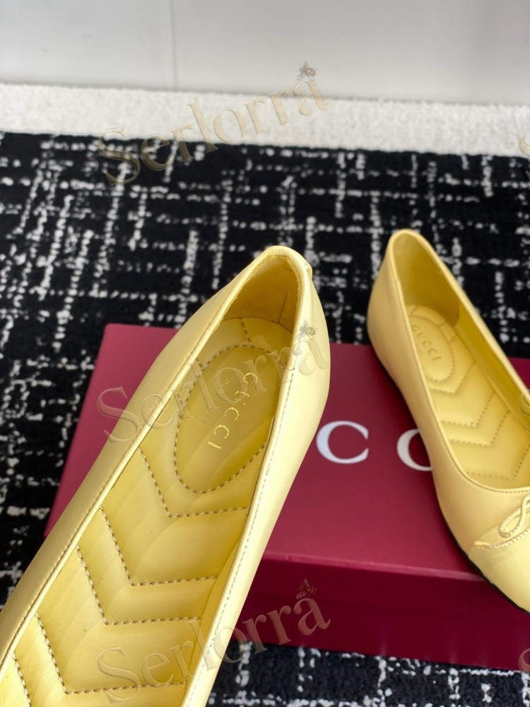 GUCCI BOW INTERLOCKING G PATENT LEATHER BALLET FLATS