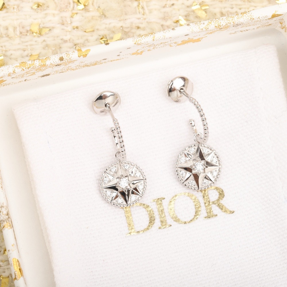 DIOR ROSE DES VENTS STAR DROP EARRINGS