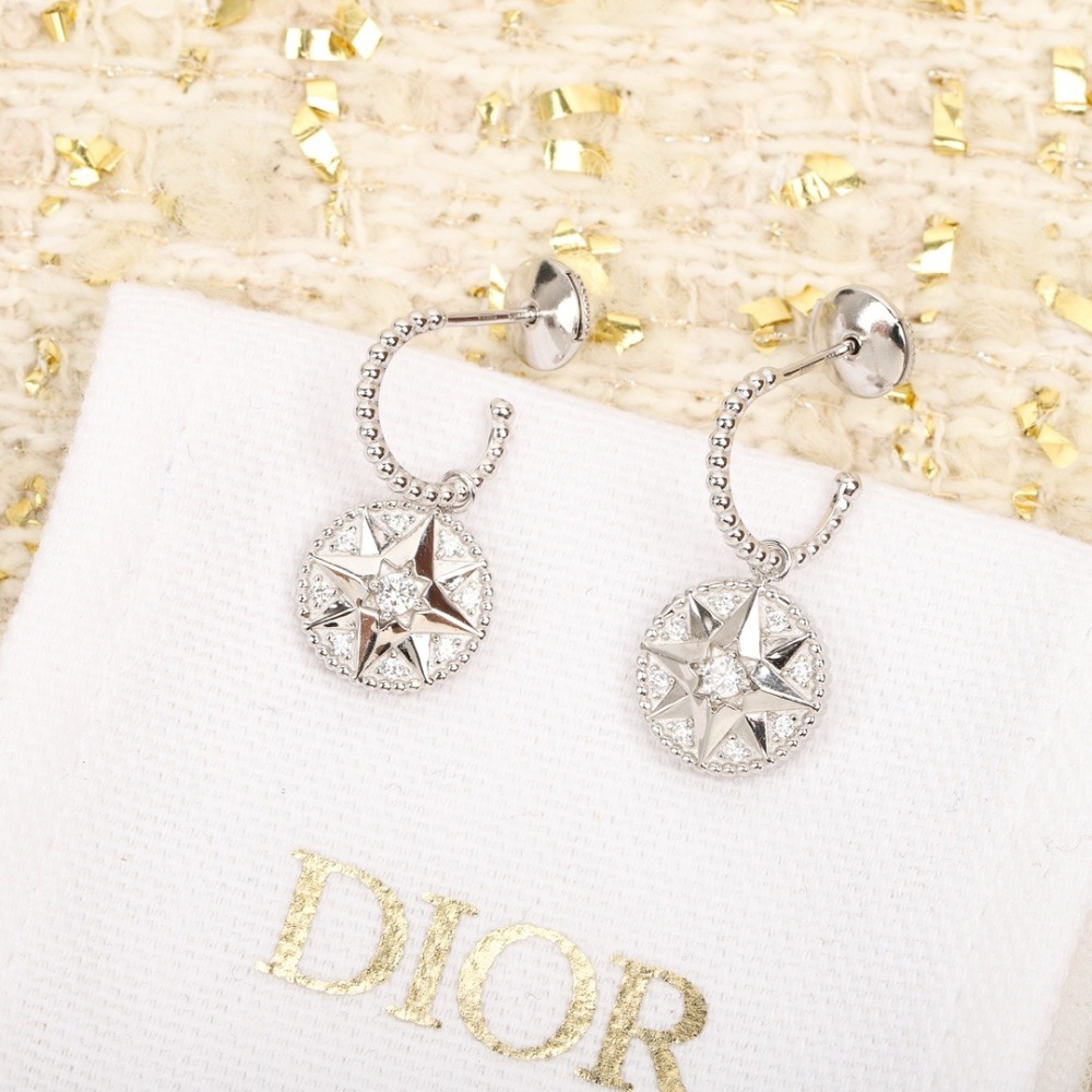DIOR ROSE DES VENTS STAR DROP EARRINGS