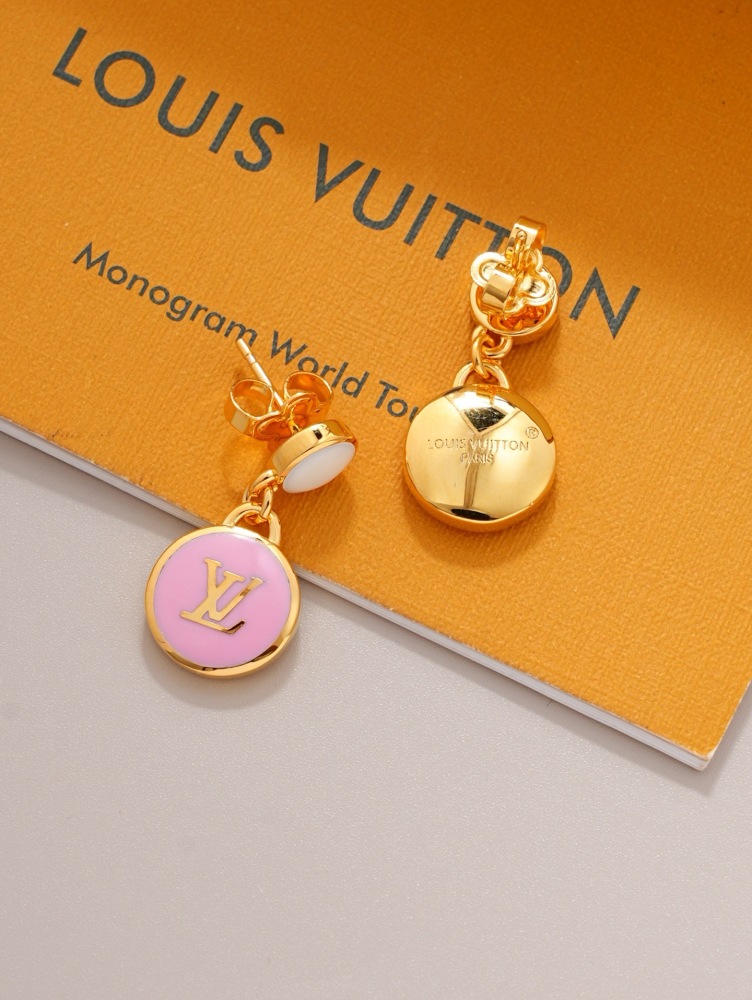LOUIS VUITTON LV LOGO ENAMEL DOUBLE‑CIRCLE DROP EARRINGS