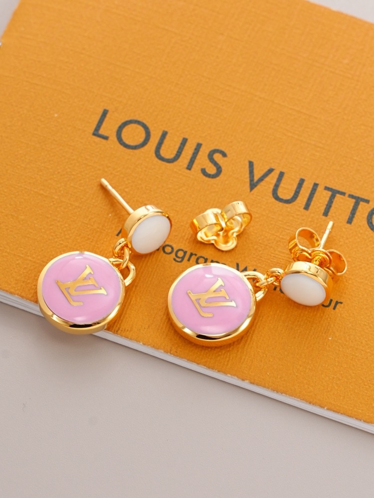 LOUIS VUITTON LV LOGO ENAMEL DOUBLE‑CIRCLE DROP EARRINGS