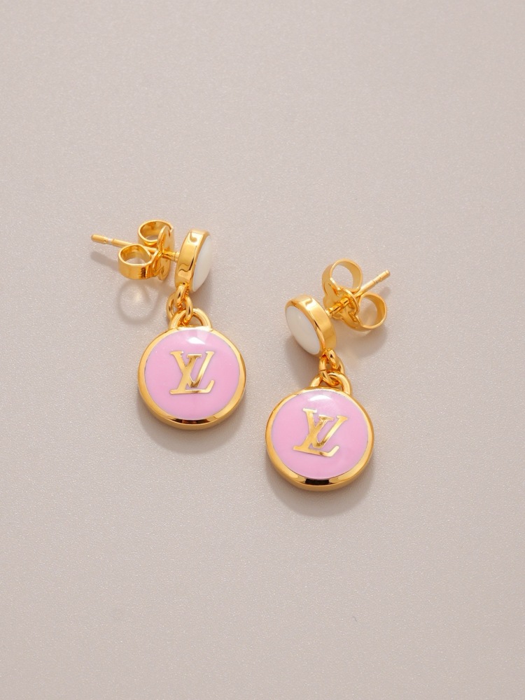 LOUIS VUITTON LV LOGO ENAMEL DOUBLE‑CIRCLE DROP EARRINGS