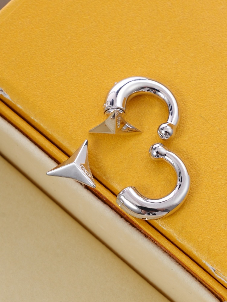 FENDI GEOMETRIC SPIKE C‑SHAPE HOOP EARRINGS