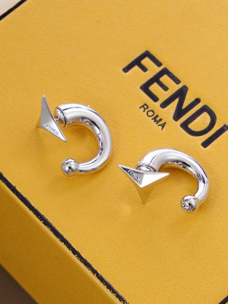 FENDI GEOMETRIC SPIKE C‑SHAPE HOOP EARRINGS