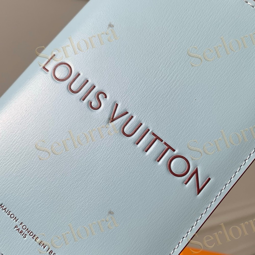 LOUIS VUITTON LIGHT‑BLUE SMOOTH LEATHER PASSPORT COVER