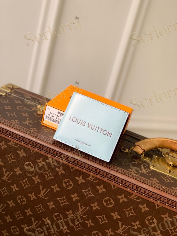 LOUIS VUITTON LIGHT‑BLUE SMOOTH LEATHER BIFOLD WALLET