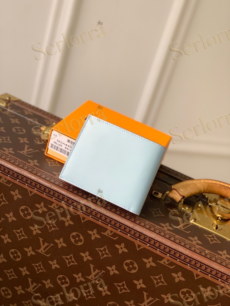 LOUIS VUITTON LIGHT‑BLUE SMOOTH LEATHER BIFOLD WALLET
