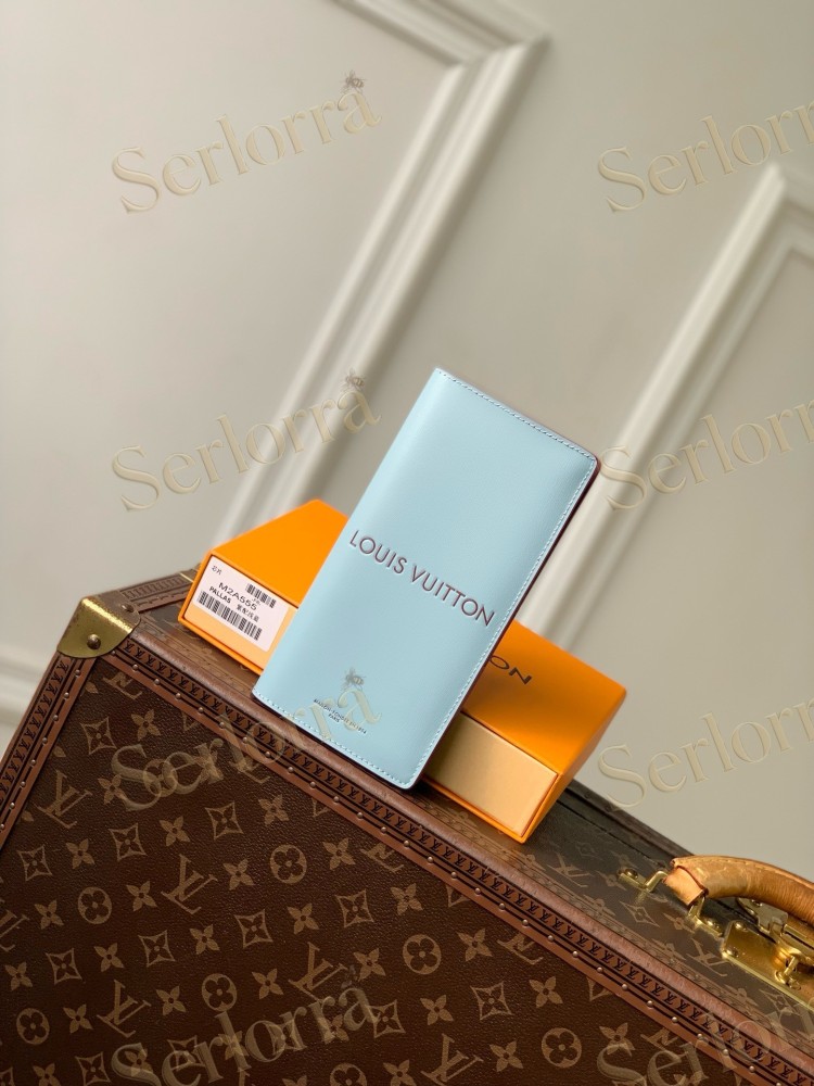 LOUIS VUITTON LIGHT‑BLUE SMOOTH LEATHER LONG WALLET