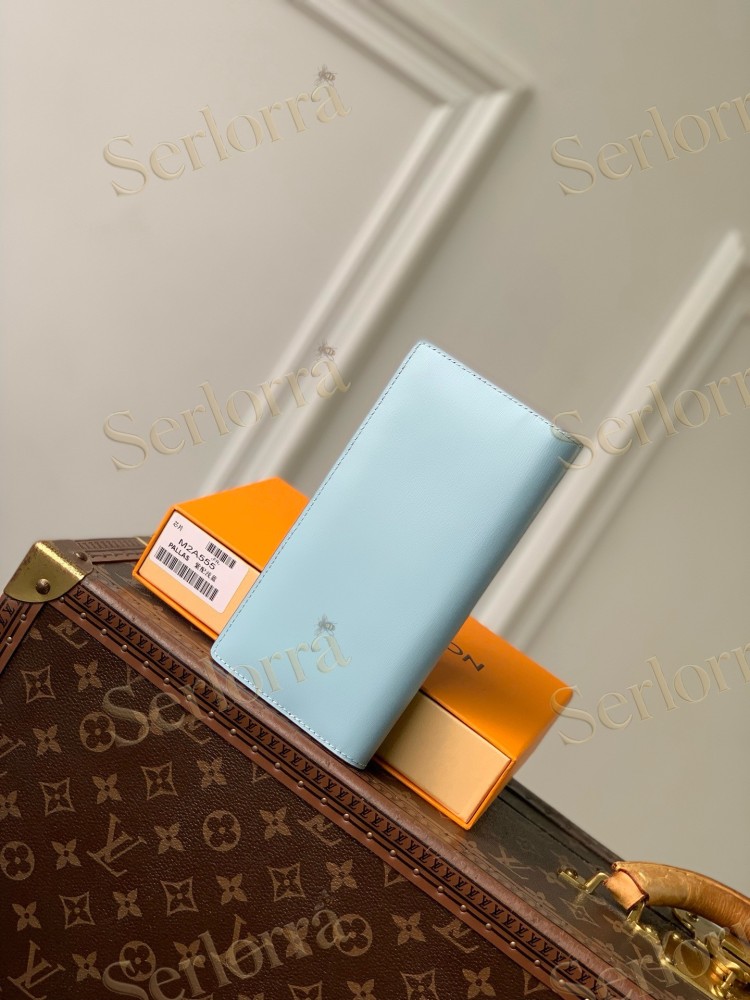 LOUIS VUITTON LIGHT‑BLUE SMOOTH LEATHER LONG WALLET