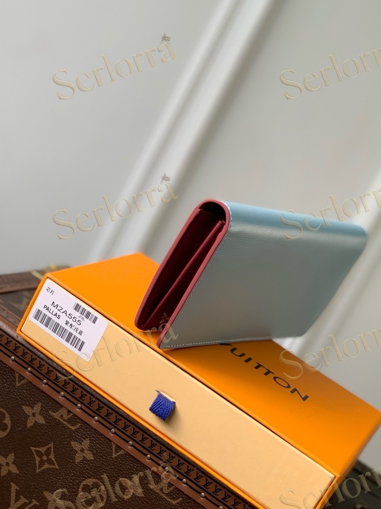 LOUIS VUITTON LIGHT‑BLUE SMOOTH LEATHER LONG WALLET