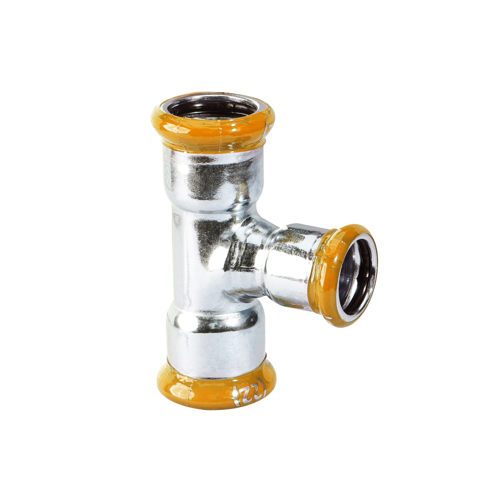 Kpress M type 304 Stainless Steel/1.4301 INOX Reducing Tee press fittings with LBP and plastic cover