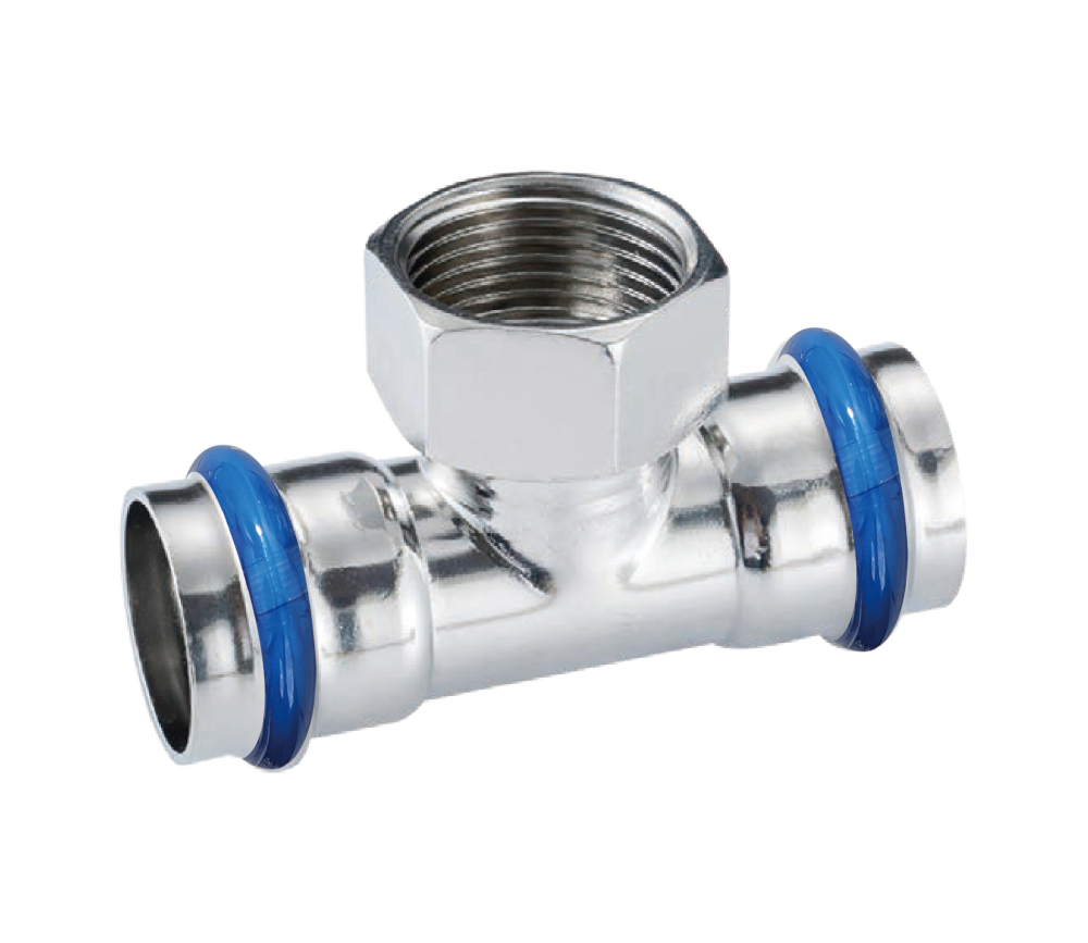 Kpress V type 316L Stainless Steel/1.4404 INOX Female Reducing Tee press fittings with LBP and plastic cover