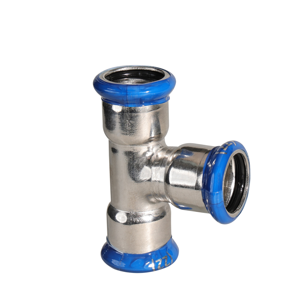 Kpress M type 316L Stainless Steel/1.4404 INOX Reducing Tee press fittings with LBP and plastic cover